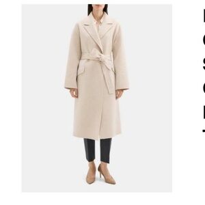 Theory Cream Belted Coat